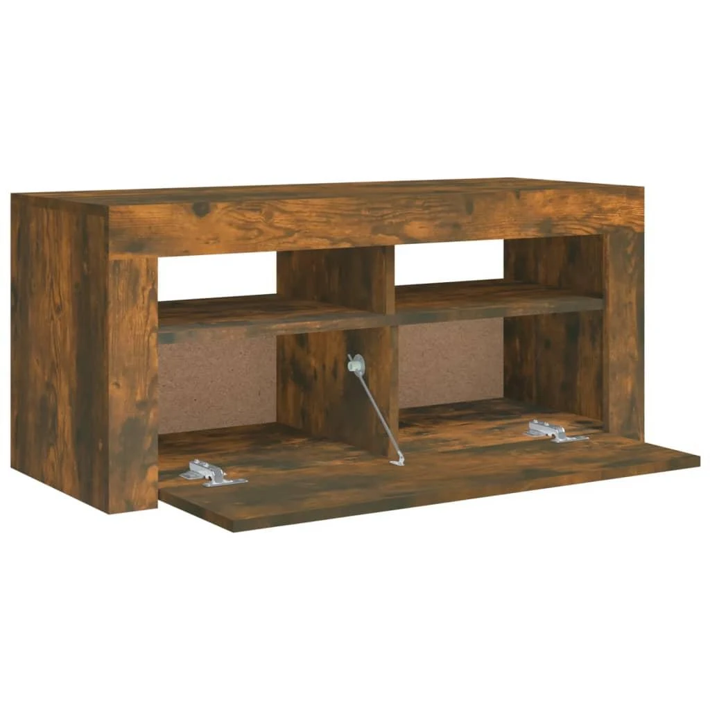 TV staliukas TV spintelė su LED apšvietimu, dūminio ąžuolo, 90x35x40cm