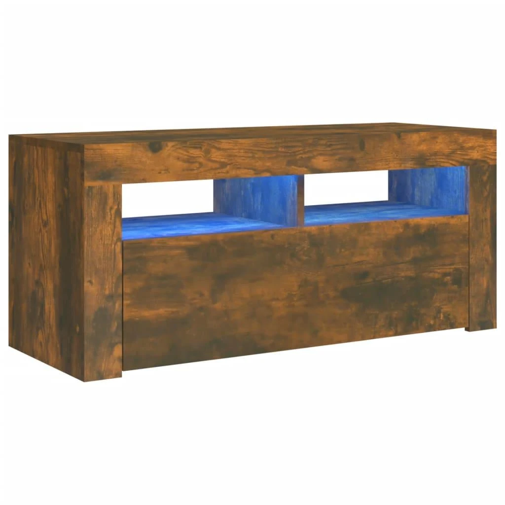 TV staliukas TV spintelė su LED apšvietimu, dūminio ąžuolo, 90x35x40cm