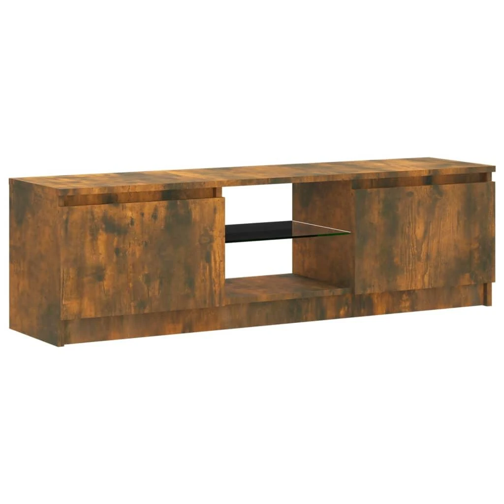 TV staliukas TV spintelė su LED apšvietimu, dūminio ąžuolo, 120x30x35,5cm