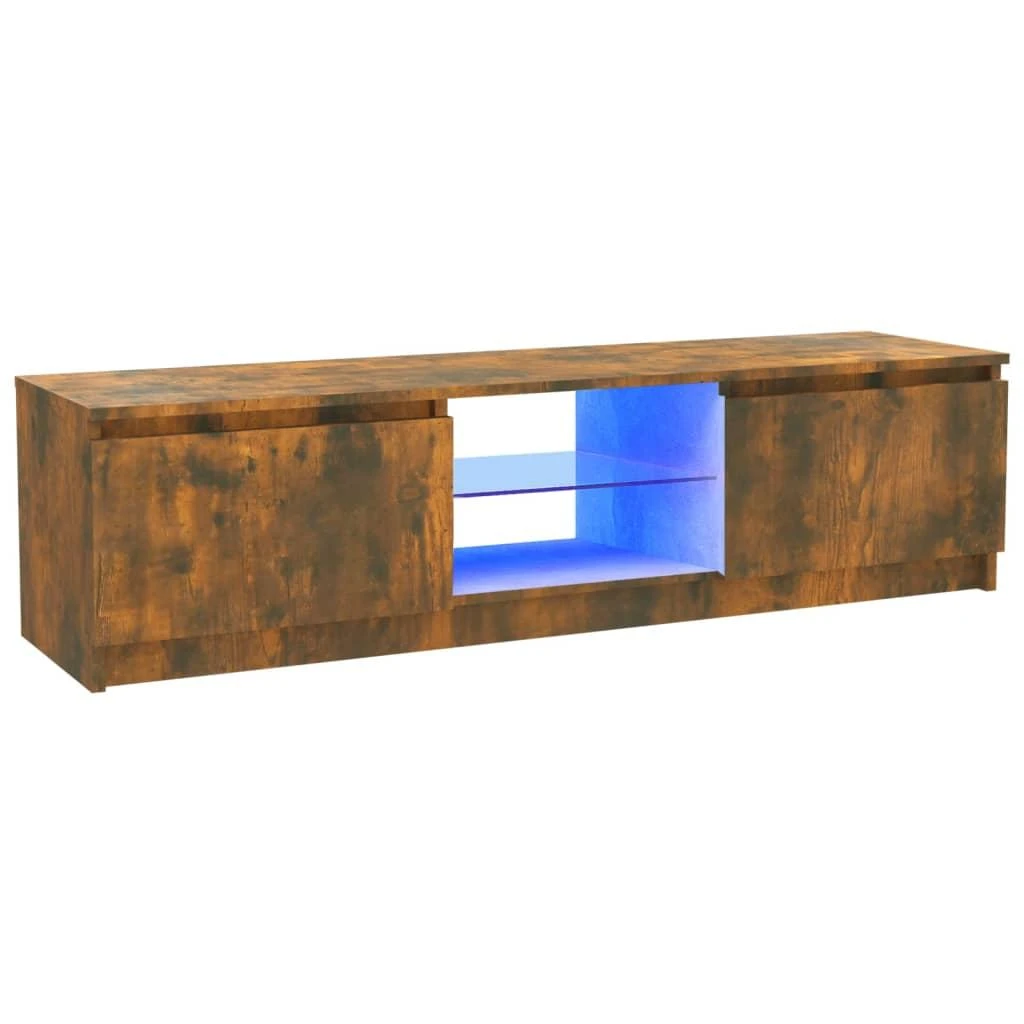 TV staliukas TV spintelė su LED apšvietimu, dūminio ąžuolo, 120x30x35,5cm
