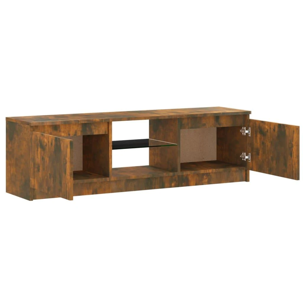 TV staliukas TV spintelė su LED apšvietimu, dūminio ąžuolo, 120x30x35,5cm