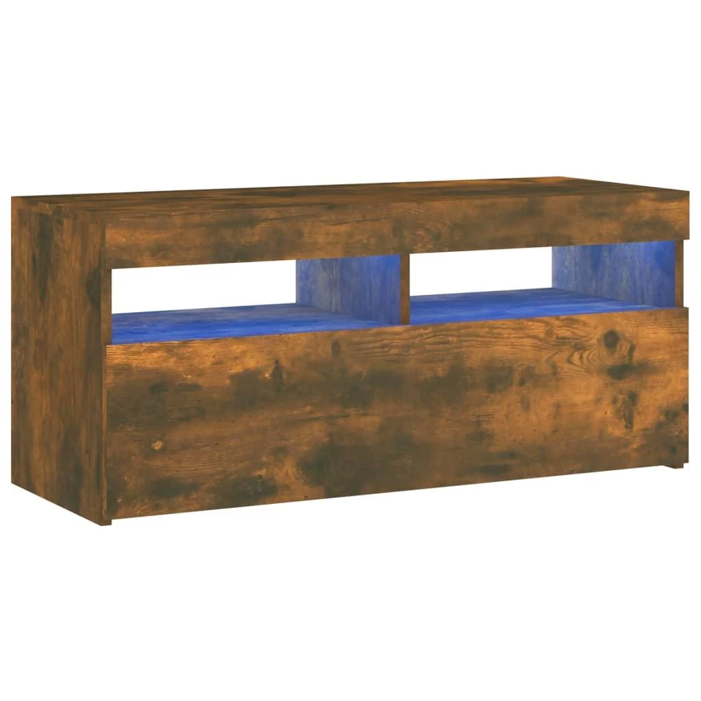 TV staliukas TV spintelė su LED apšvietimu, dūminio ąžuolo, 90x35x40cm