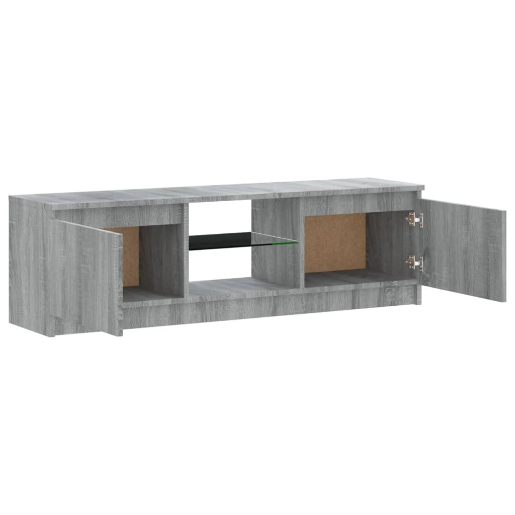 TV staliukas TV spintelė su LED apšvietimu, pilka ąžuolo, 120x30x35,5cm