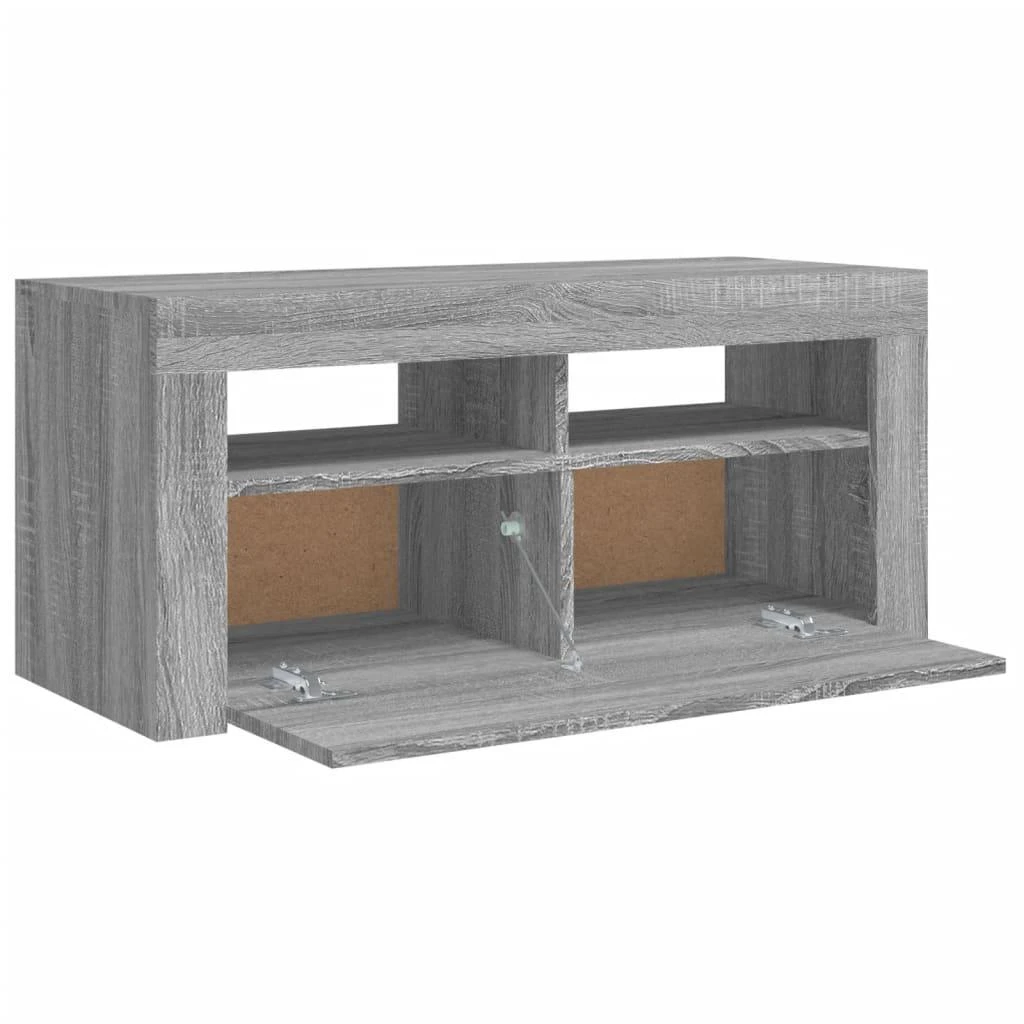 TV staliukas TV spintelė su LED apšvietimu, pilka ąžuolo, 90x35x40cm