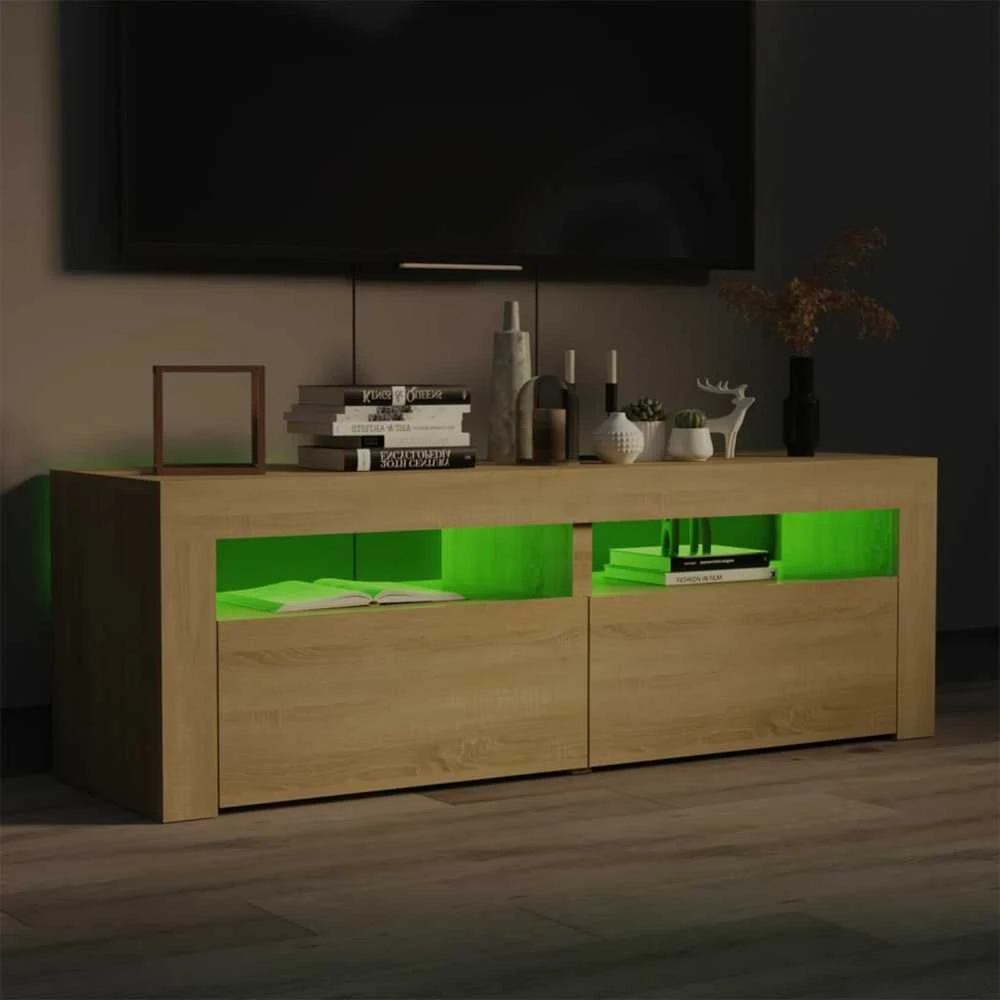 TV staliukas TV spintelė su LED, sonoma ąžuolo, 120x35x40 cm
