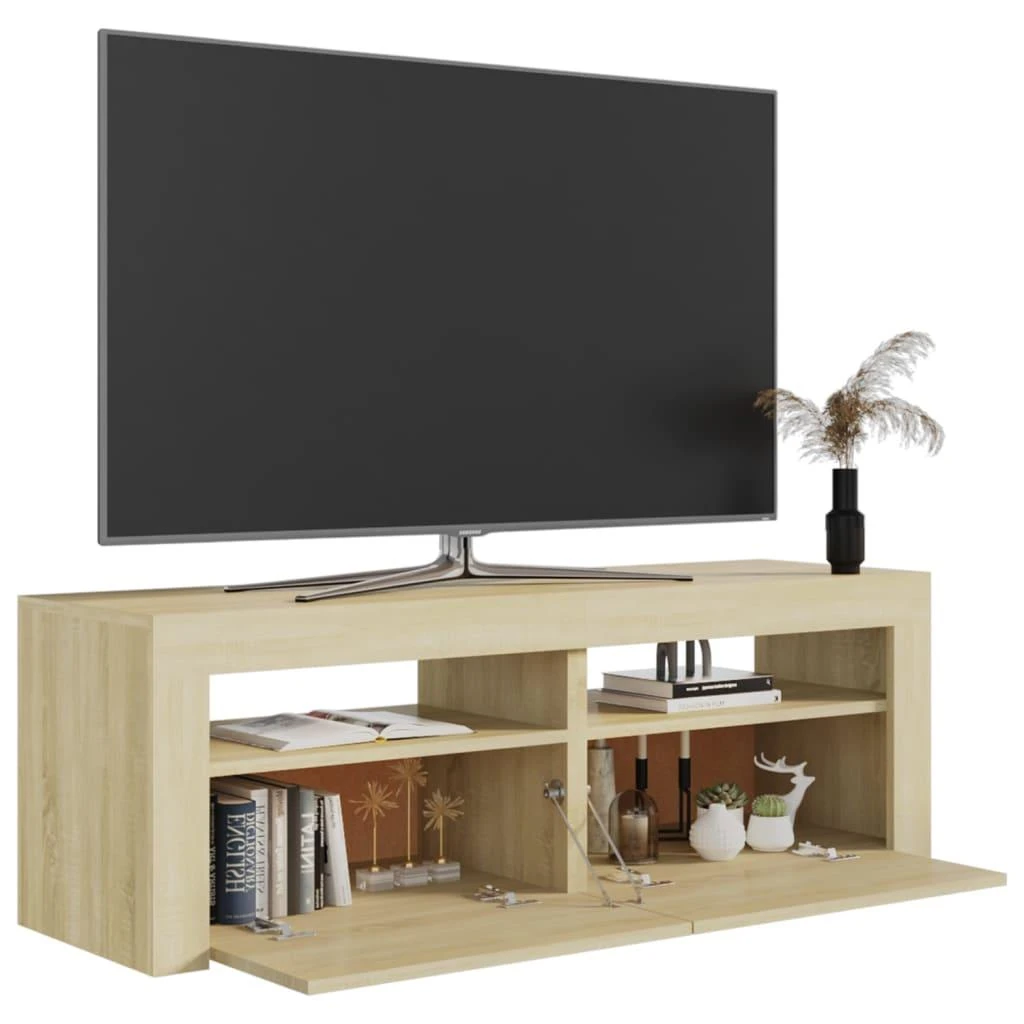 TV staliukas TV spintelė su LED, sonoma ąžuolo, 120x35x40 cm