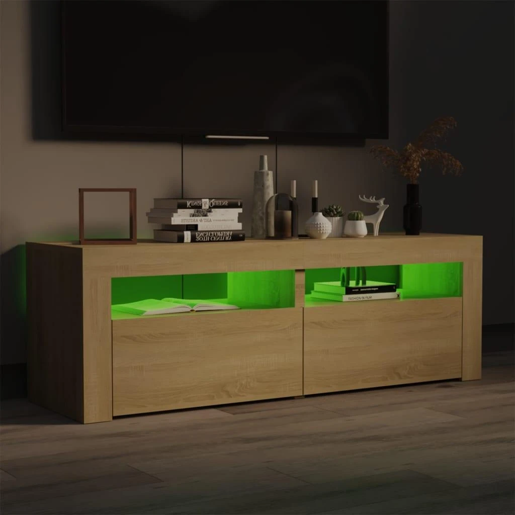 TV staliukas TV spintelė su LED, sonoma ąžuolo, 120x35x40 cm