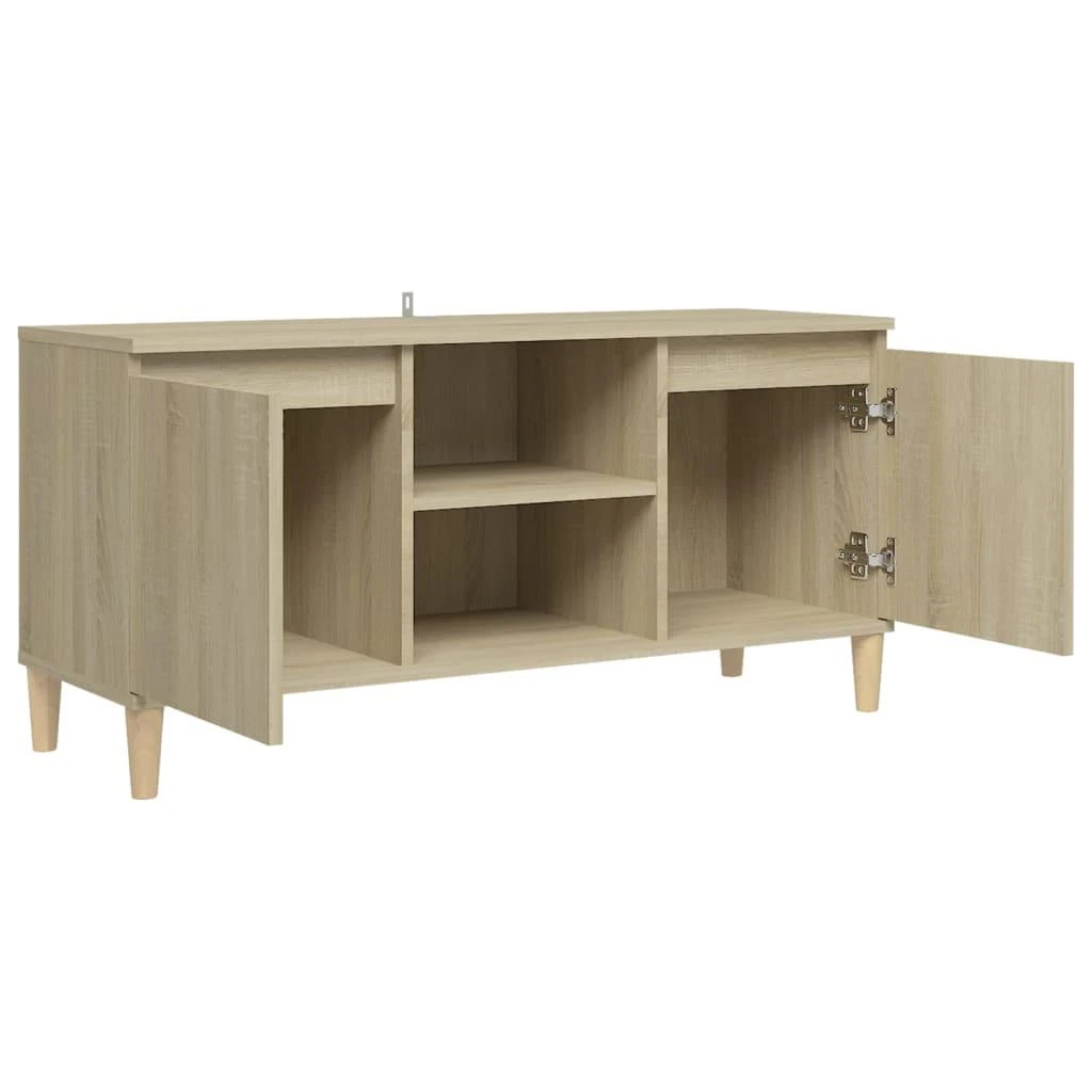 TV staliukas TV spintelė su medinėmis kojelėmis, ąžuolo, 103,5x35x50cm