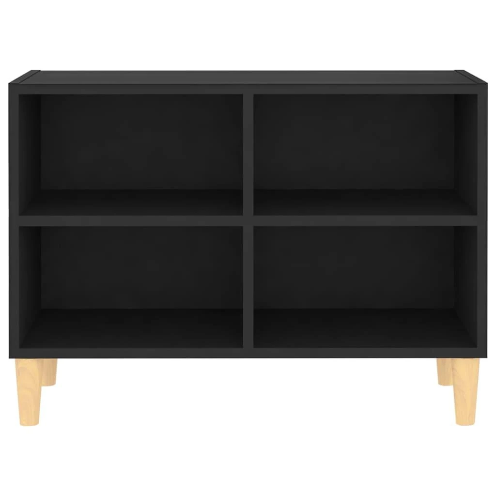 TV staliukas TV spintelė su medinėmis kojelėmis, juoda, 69,5x30x50cm