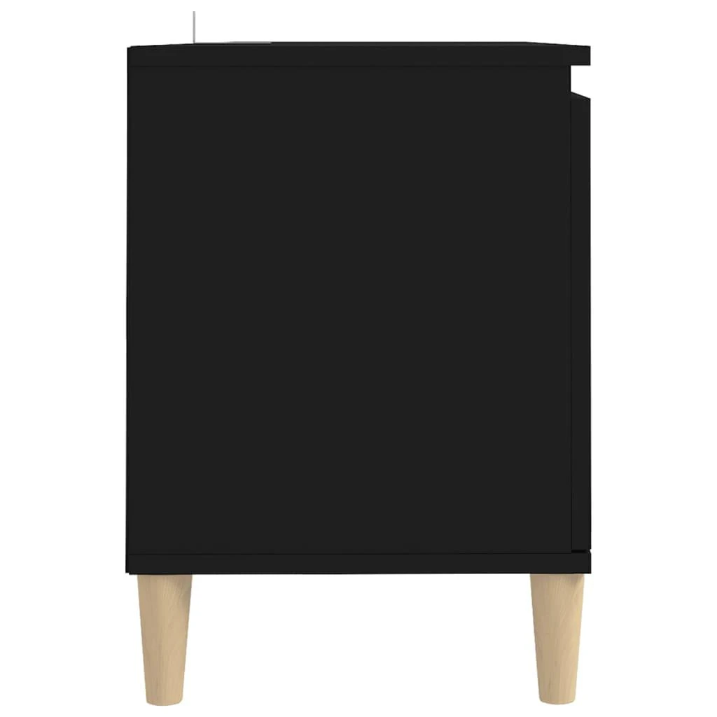 TV staliukas TV spintelė su medinėmis kojelėmis, juoda, 103,5x35x50cm
