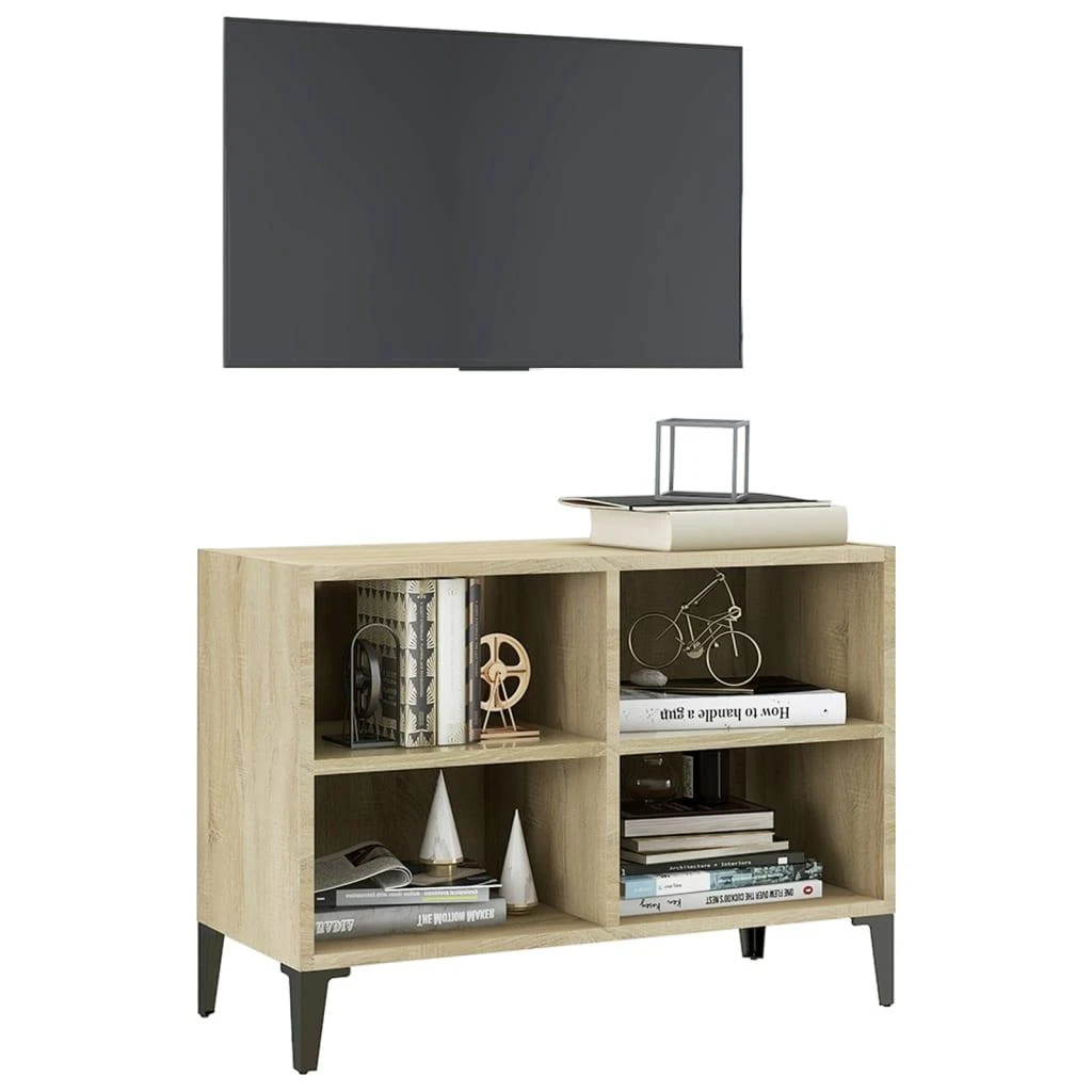 TV spintelė su metalinėmis kojelėmis, ąžuolo, 69,5x30x50cm