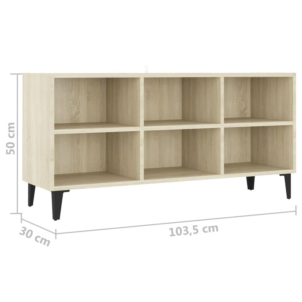 TV staliukas TV spintelė su metalinėmis kojelėmis, ąžuolo, 103,5x30x50cm