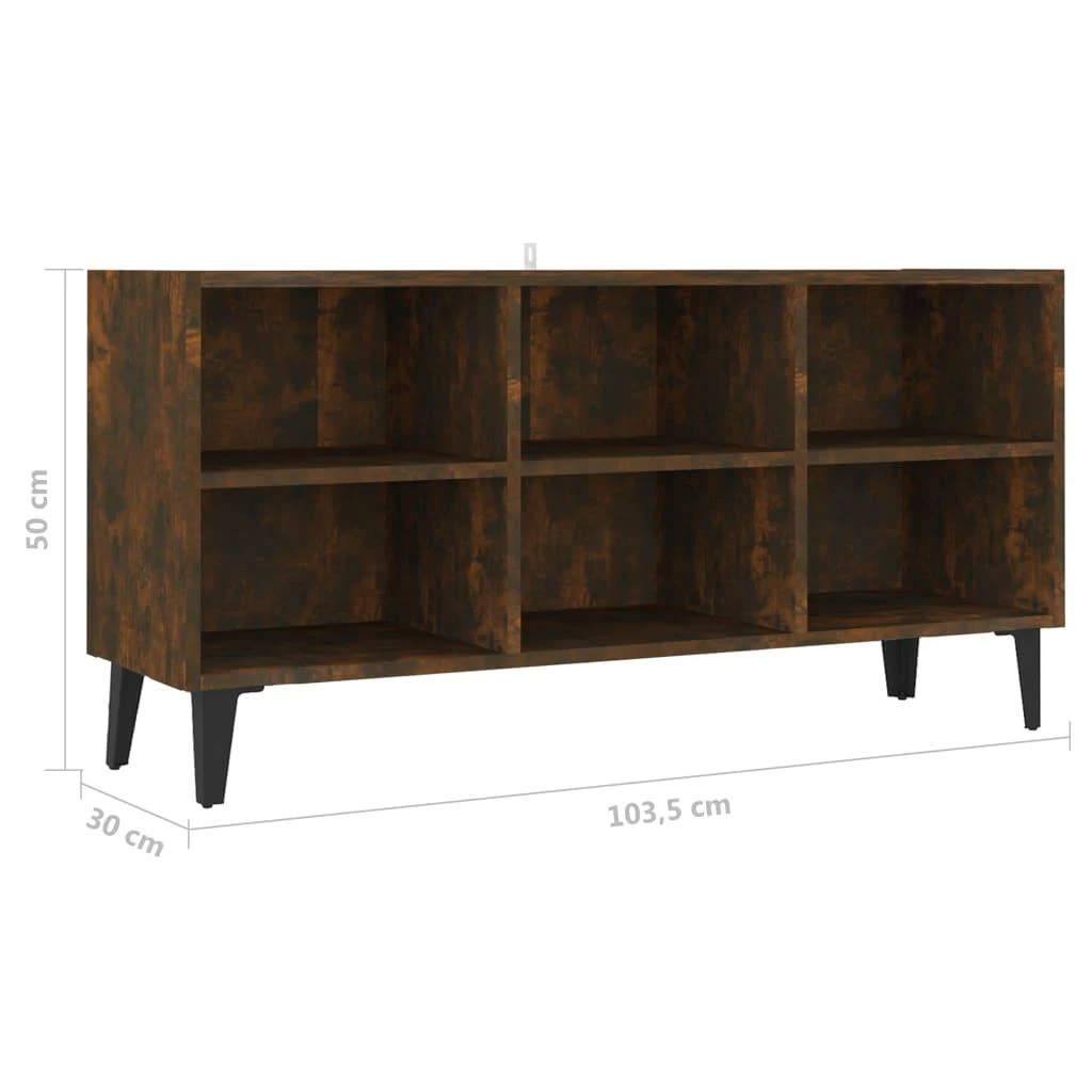 TV staliukas TV spintelė su metalinėmis kojomis, dūminė, 103,5x30x50cm