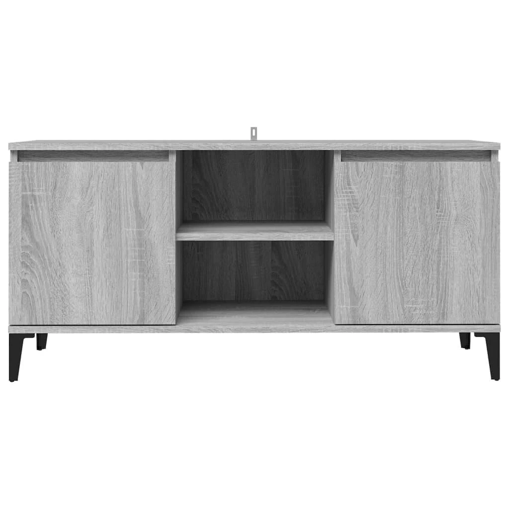 TV staliukas TV spintelė su metalinėmis kojomis, pilka ąžuolo, 103,5x35x50cm