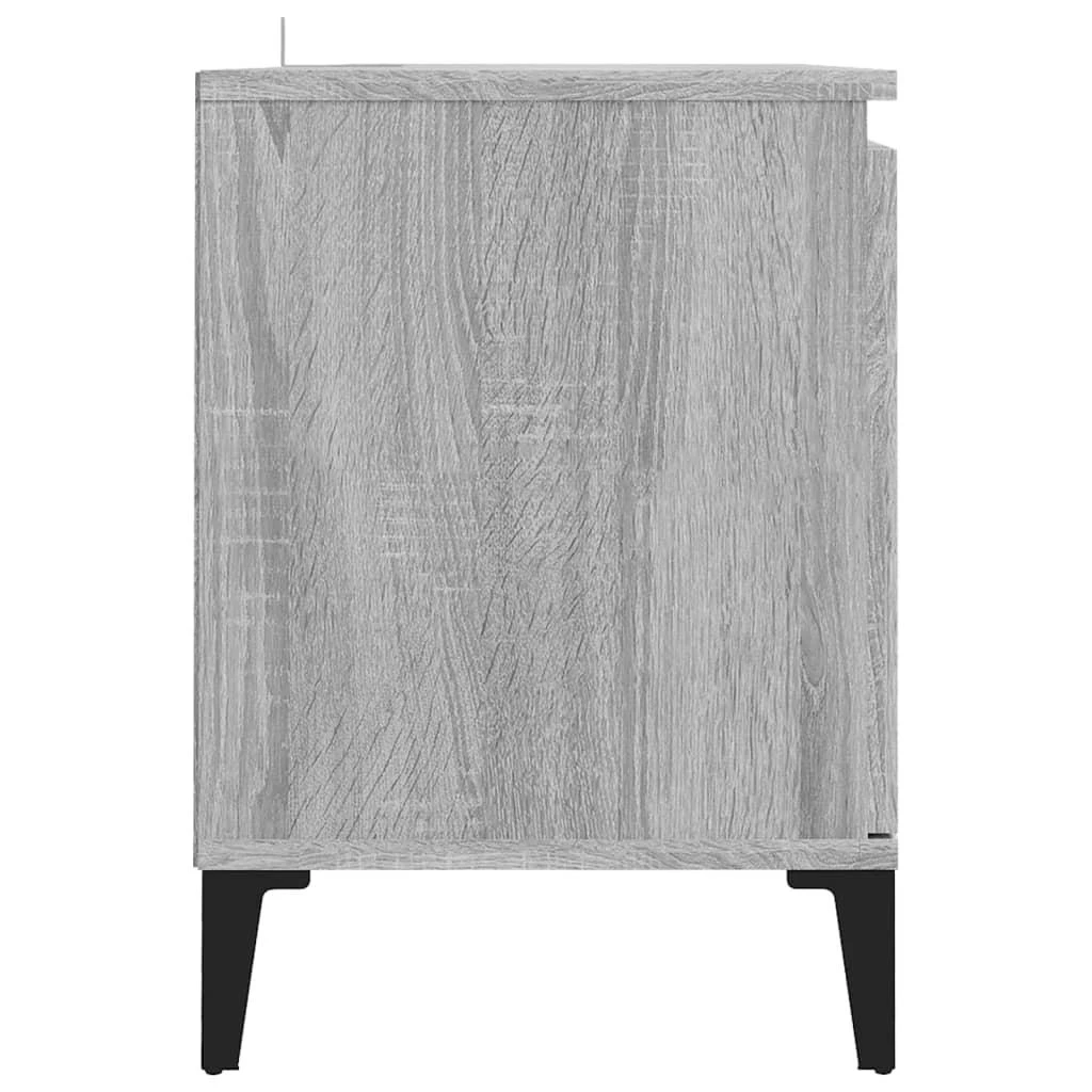 TV staliukas TV spintelė su metalinėmis kojomis, pilka ąžuolo, 103,5x35x50cm