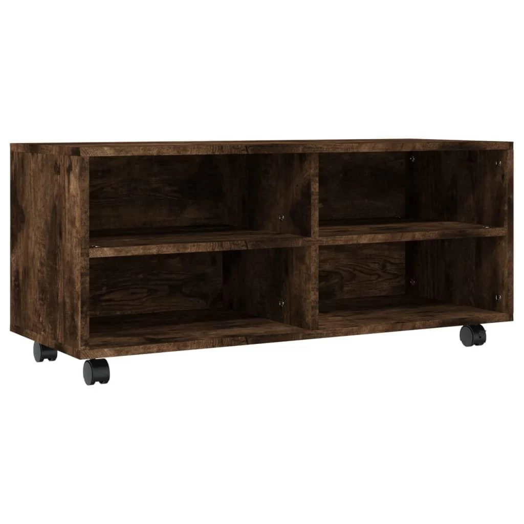 TV staliukas TV spintelė su ratukais, dūminio ąžuolo, 90x35x35cm, mediena