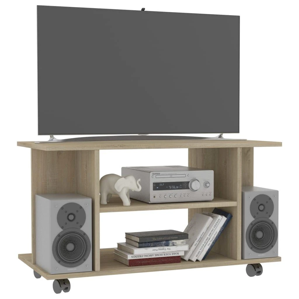 TV staliukas TV spintelė su ratukais, sonoma ąžuolo sp., 80x40x45cm, mediena