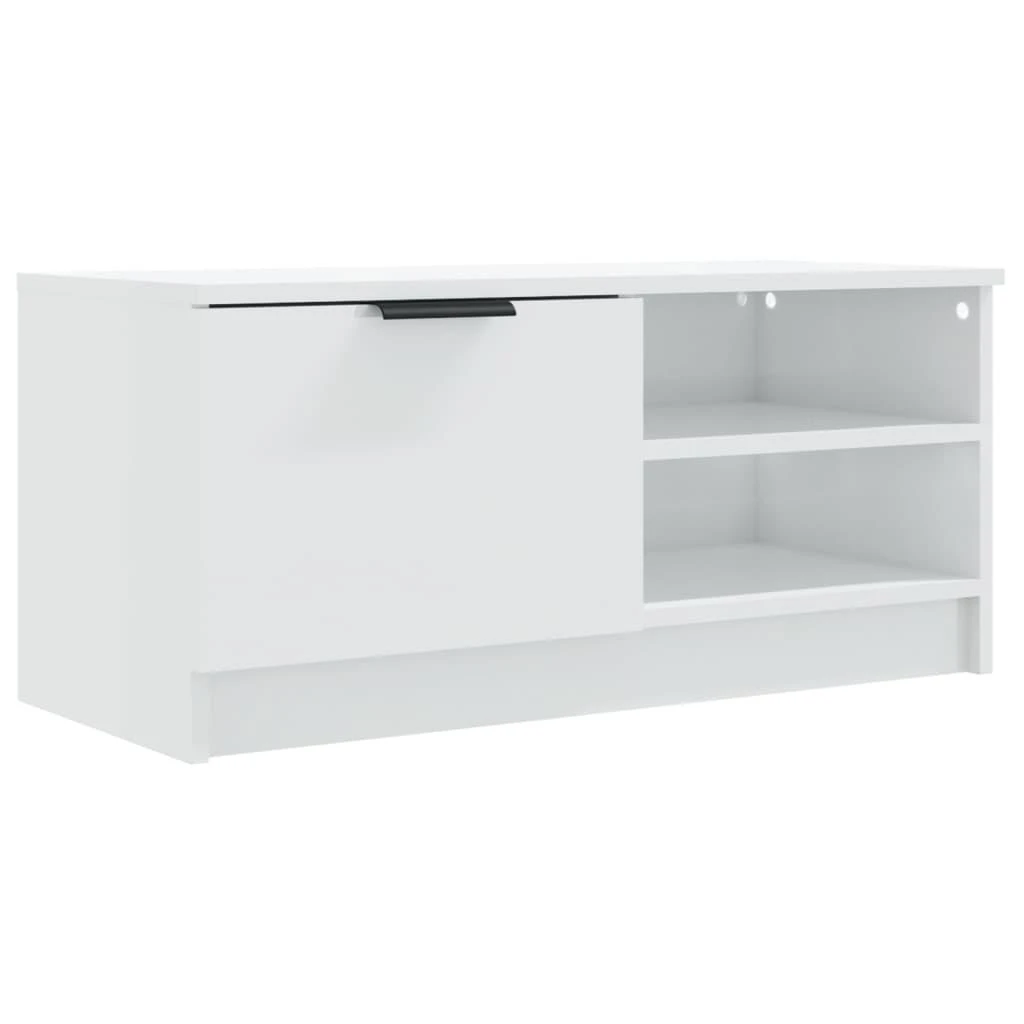 TV staliukas TV spintelės, 2vnt., baltos, 80x35x36,5cm, mediena, blizgios