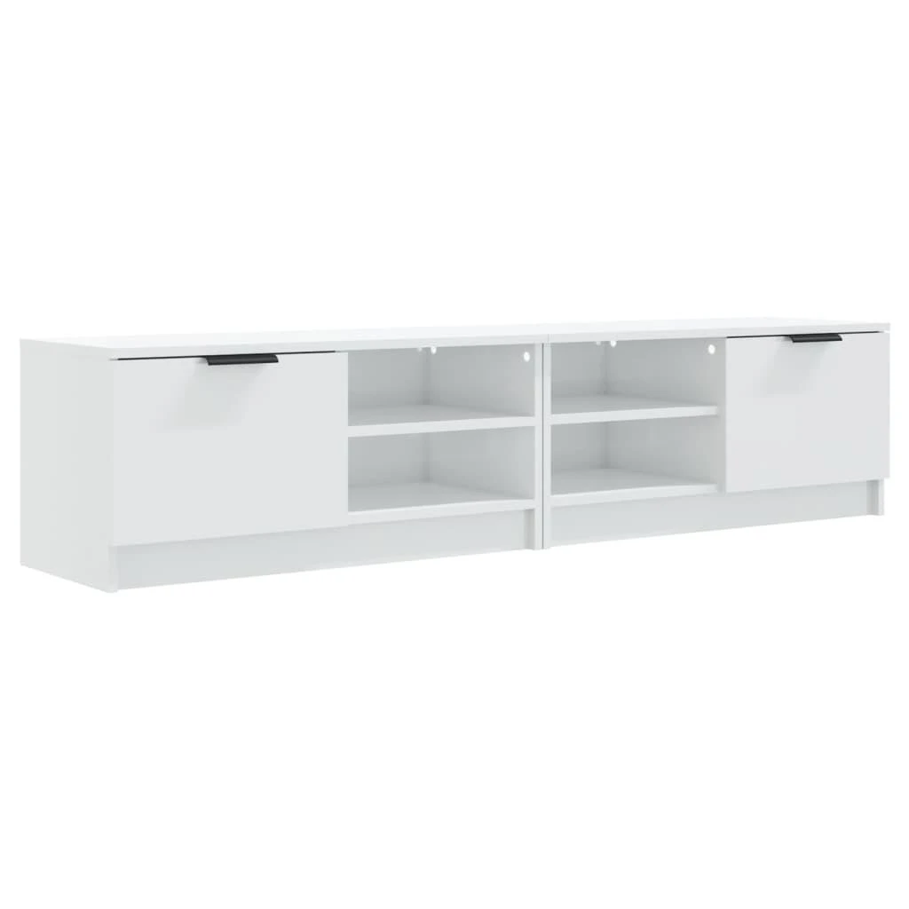 TV staliukas TV spintelės, 2vnt., baltos, 80x35x36,5cm, mediena, blizgios