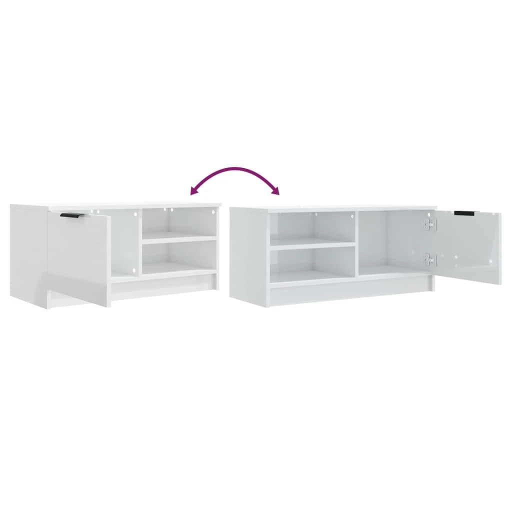 TV staliukas TV spintelės, 2vnt., baltos, 80x35x36,5cm, mediena, blizgios
