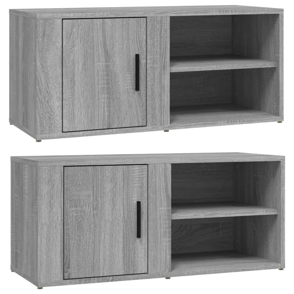 TV staliukas TV spintelės, 2vnt., pilkos ąžuolo, 80x31,5x36cm, mediena