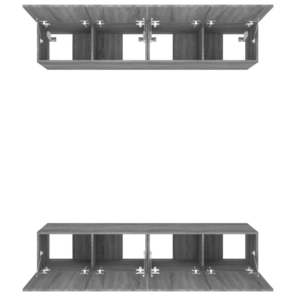TV staliukas TV spintelės, 4vnt., pilkos ąžuolo, 80x30x30cm, mediena