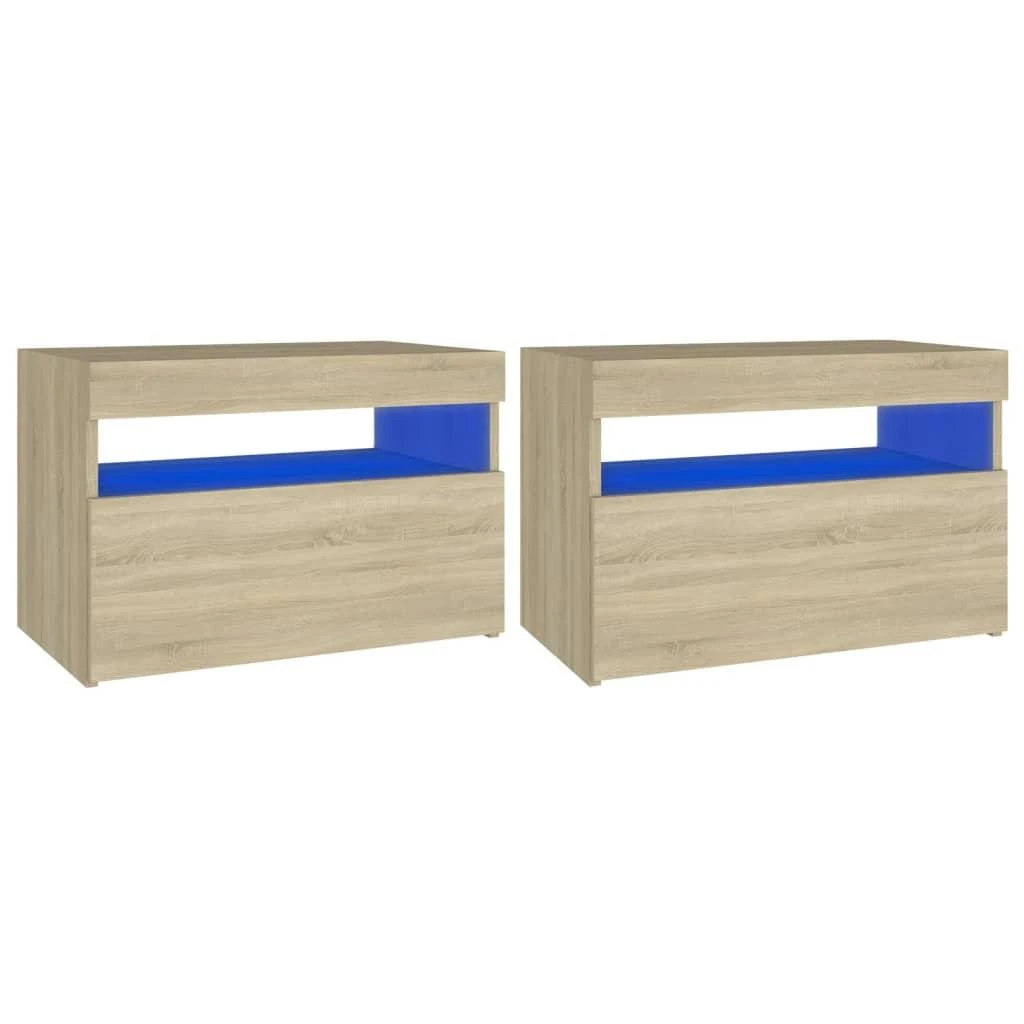 TV staliukas TV spintelės su LED apšvietimu, 2vnt., ąžuolo, 60x35x40cm