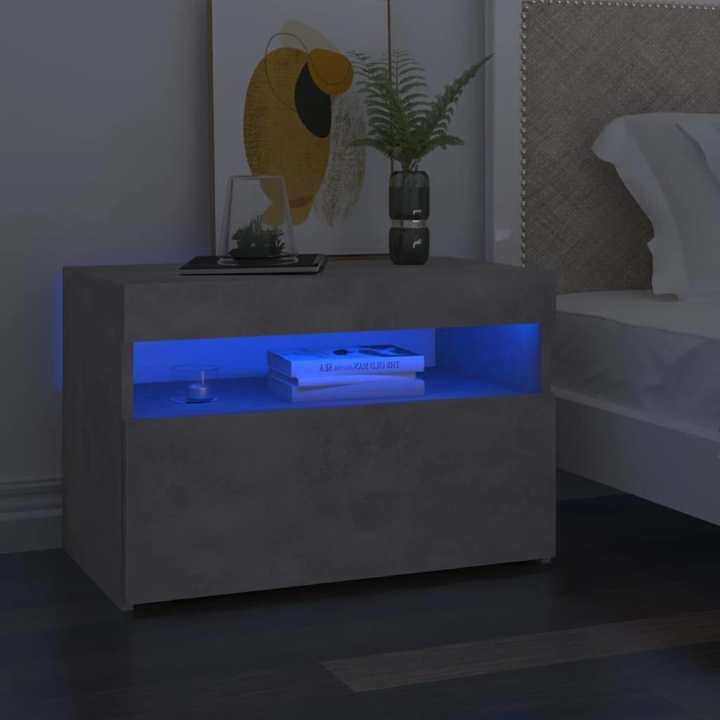 TV staliukas TV spintelės su LED apšvietimu, 2vnt., pilkos, 60x35x40cm