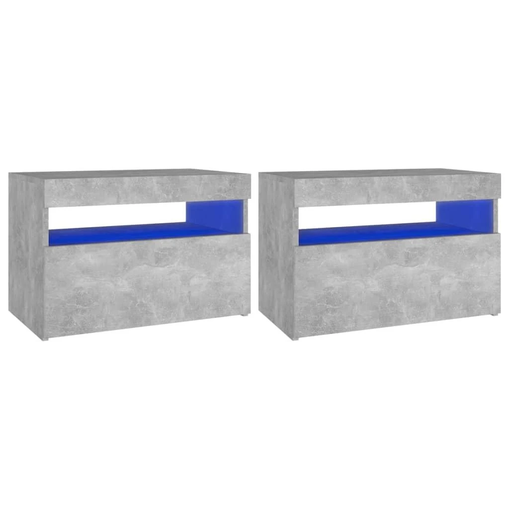 TV staliukas TV spintelės su LED apšvietimu, 2vnt., pilkos, 60x35x40cm