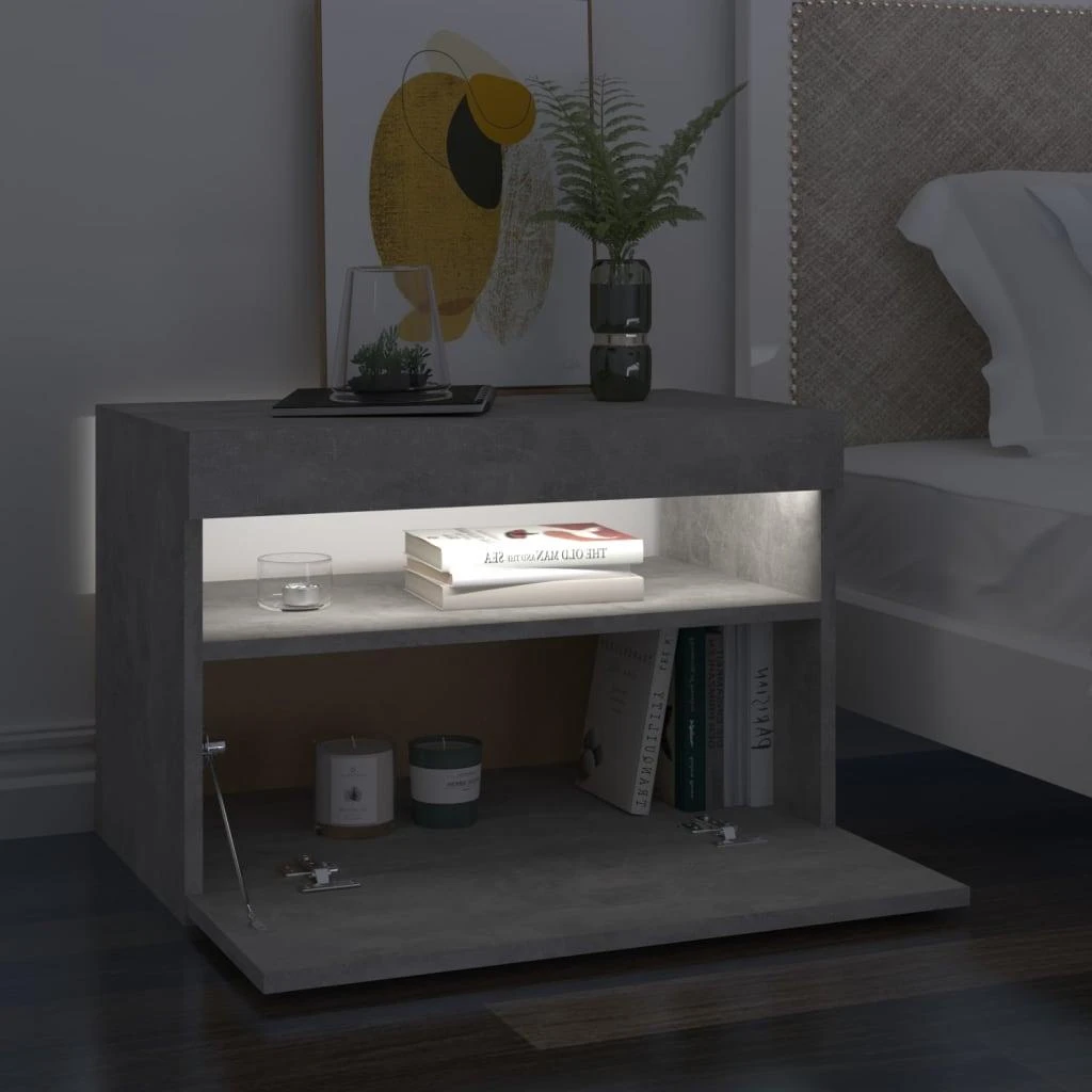 TV staliukas TV spintelės su LED apšvietimu, 2vnt., pilkos, 60x35x40cm