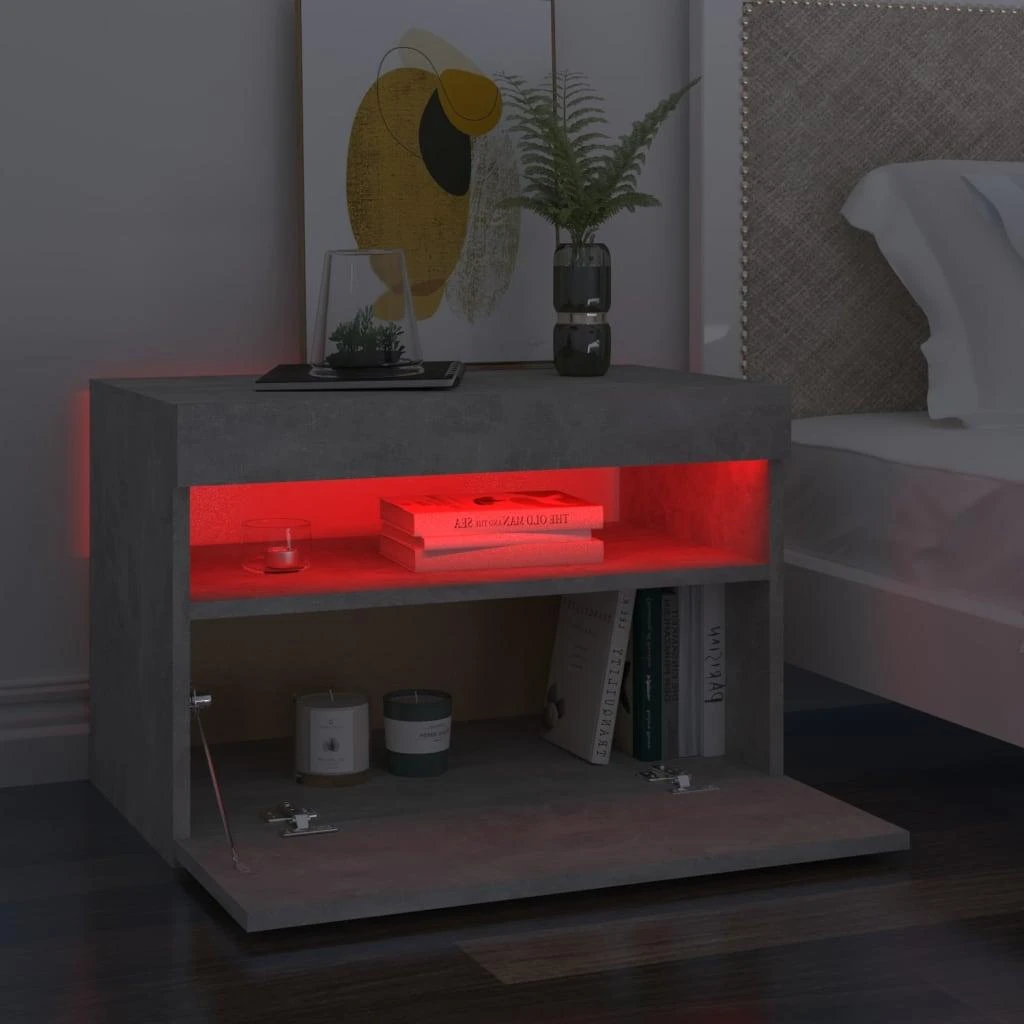 TV staliukas TV spintelės su LED apšvietimu, 2vnt., pilkos, 60x35x40cm