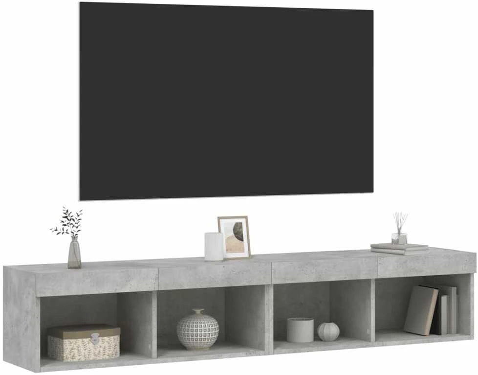 TV staliukas TV spintelės su LED lemputėmis, 2vnt., betono, 80x30x30cm
