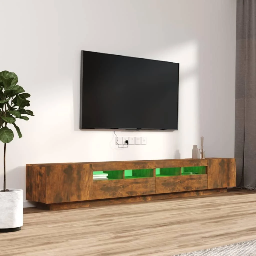 TV staliukas TV spintelių komplektas, 3 dalių, dūminio ąžuolo, mediena