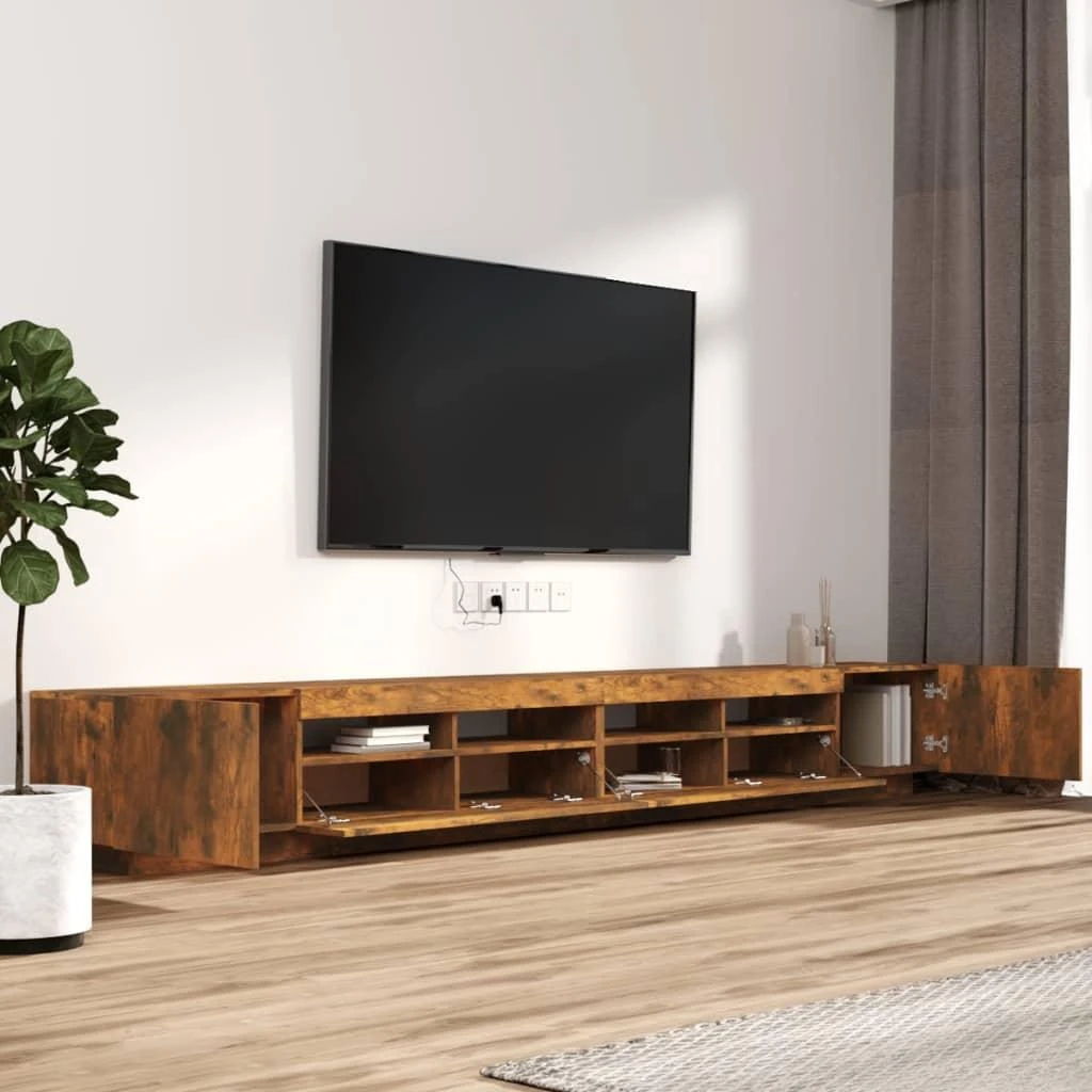 TV staliukas TV spintelių komplektas, 3 dalių, dūminio ąžuolo, mediena