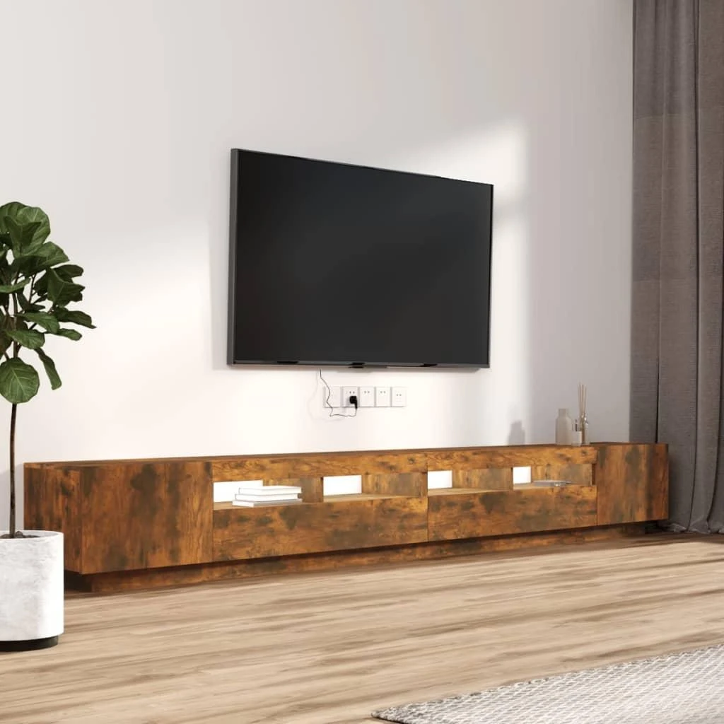TV staliukas TV spintelių komplektas, 3 dalių, dūminio ąžuolo, mediena
