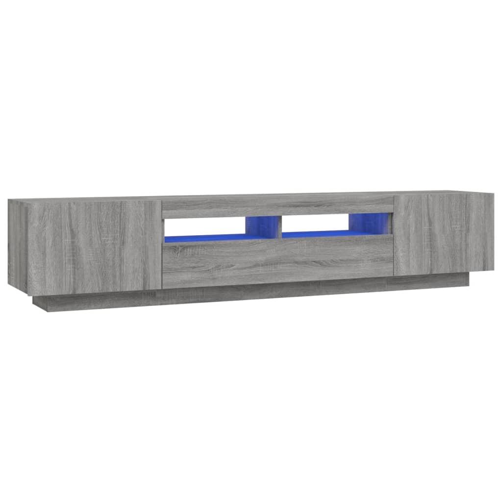 TV staliukas TV spintelių komplektas su LED, 2 dalių, pilkas ąžuolo, mediena