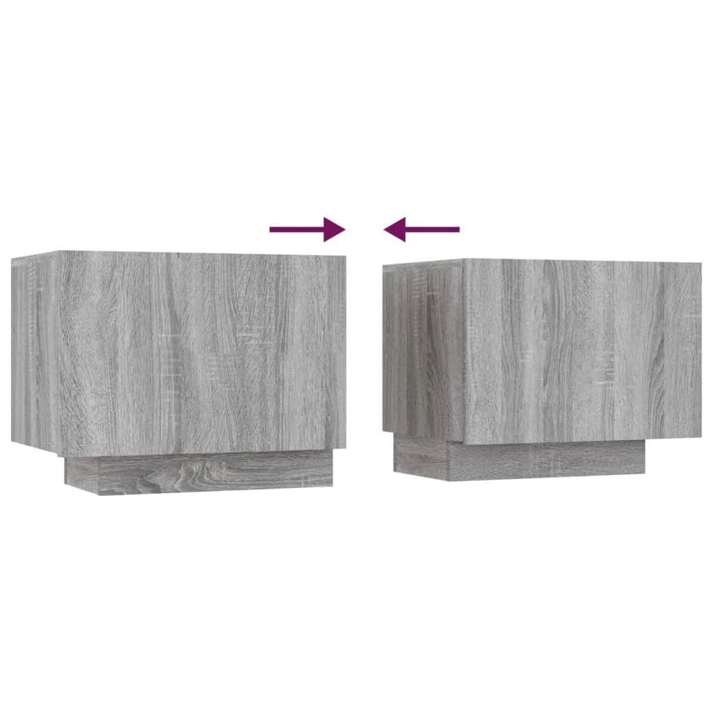TV staliukas TV spintelių komplektas su LED, 3 dalių, pilkas ąžuolo, mediena