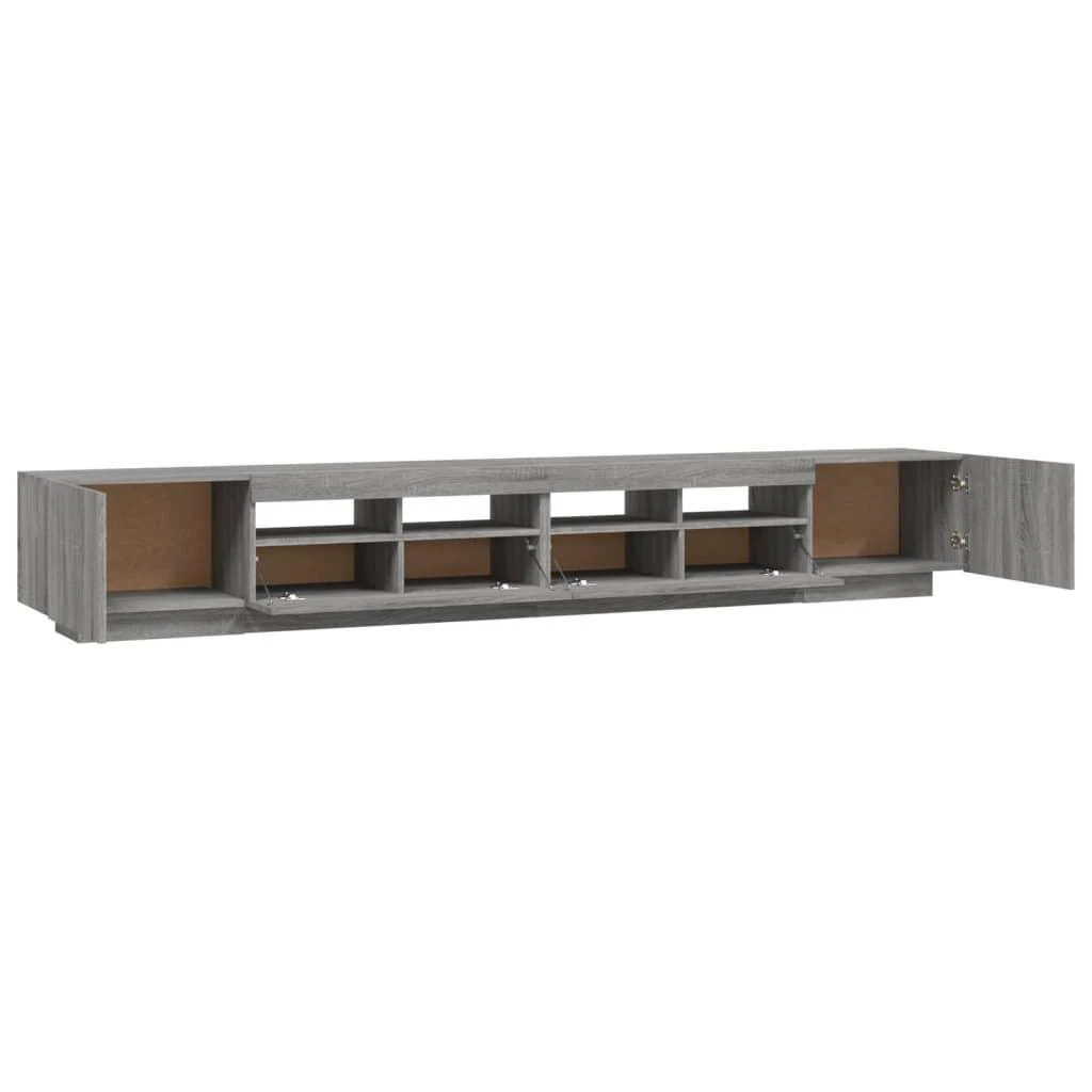 TV staliukas TV spintelių komplektas su LED, 3 dalių, pilkas ąžuolo, mediena