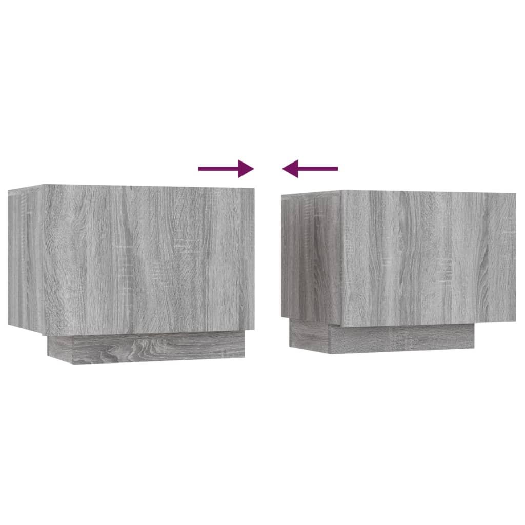TV staliukas TV spintelių komplektas su LED, 3 dalių, pilkas ąžuolo, mediena