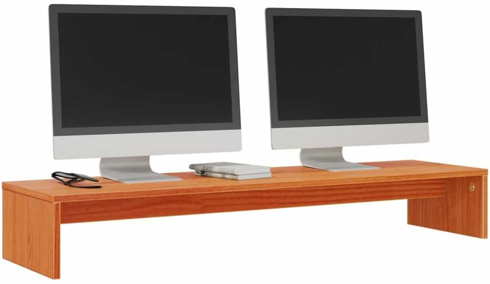 TV staliukas Monitoriaus stovas, vaško rudas, 100x27x15cm, pušies masyvas