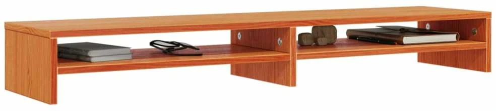TV staliukas Monitoriaus stovas, vaško rudas, 100x24x13cm, pušies masyvas