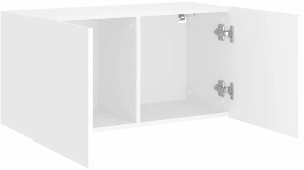 TV staliukas Prie sienos montuojama TV spintelė, baltos spalvos, 80x30x41cm