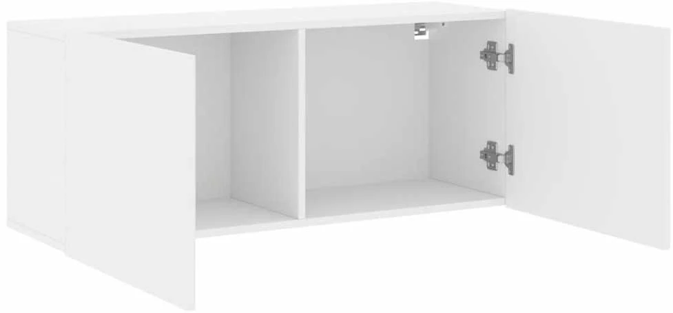 TV staliukas Prie sienos montuojama TV spintelė, baltos spalvos, 100x30x41cm