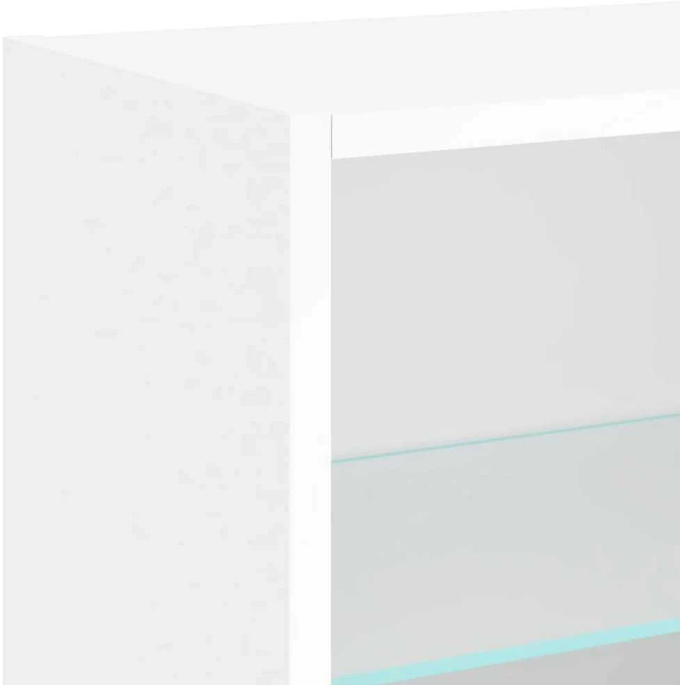 TV staliukas Sieninė TV sekcija su LED, 5 dalių, balta, apdirbta mediena