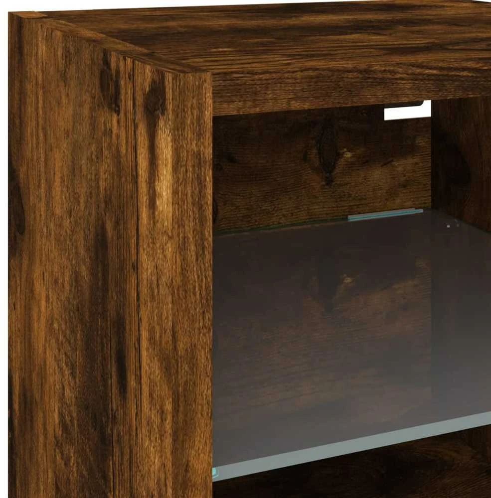TV staliukas Sieninė TV sekcija su LED, 7 dalių, dūminio ąžuolo, mediena