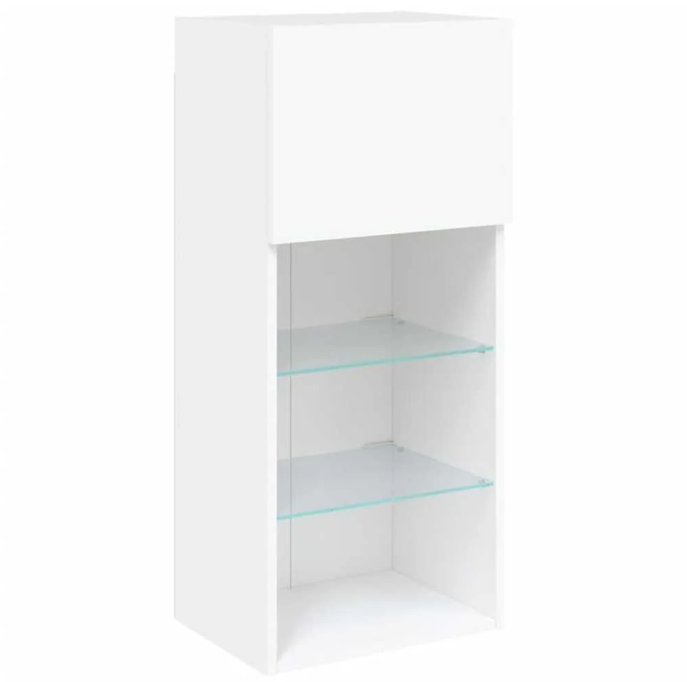TV staliukas Sieninė TV sekcija su LED, 5 dalių, balta, apdirbta mediena
