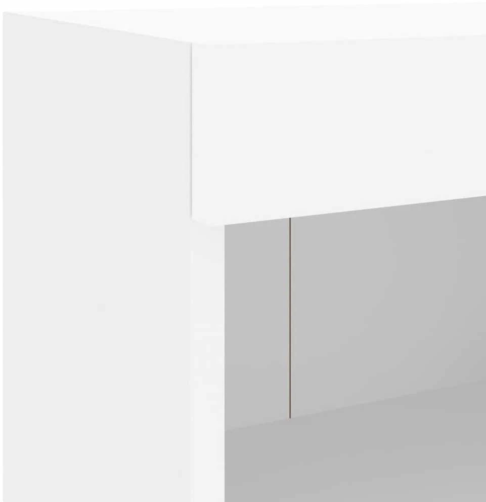 TV staliukas Sieninė TV sekcija su LED, 5 dalių, balta, apdirbta mediena
