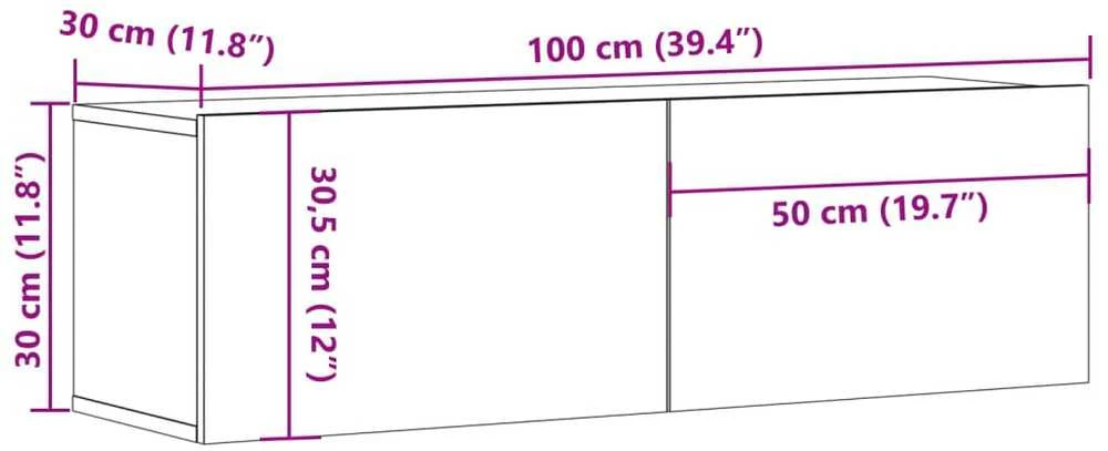 TV staliukas Sieninė TV spintelė, artisano, 100x30x30cm, apdirbta mediena