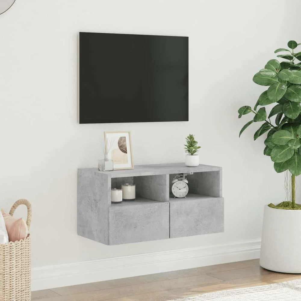 TV staliukas Sieninė TV spintelė, betono pilka, 60x30x30cm, apdirbta mediena