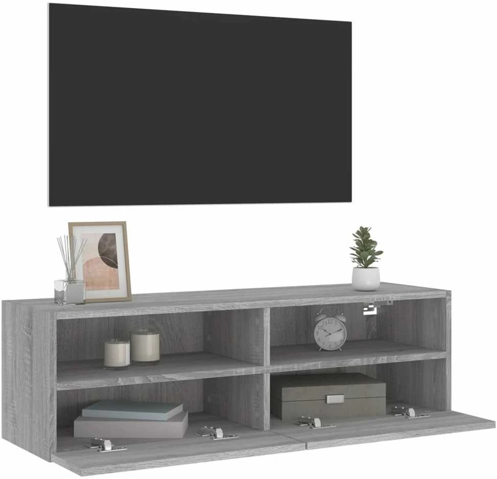 TV staliukas Sieninė TV spintelė, pilka ąžuolo, 100x30x30cm, mediena